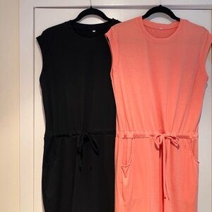 Amazon Essentials Black and Coral Mini Dresses